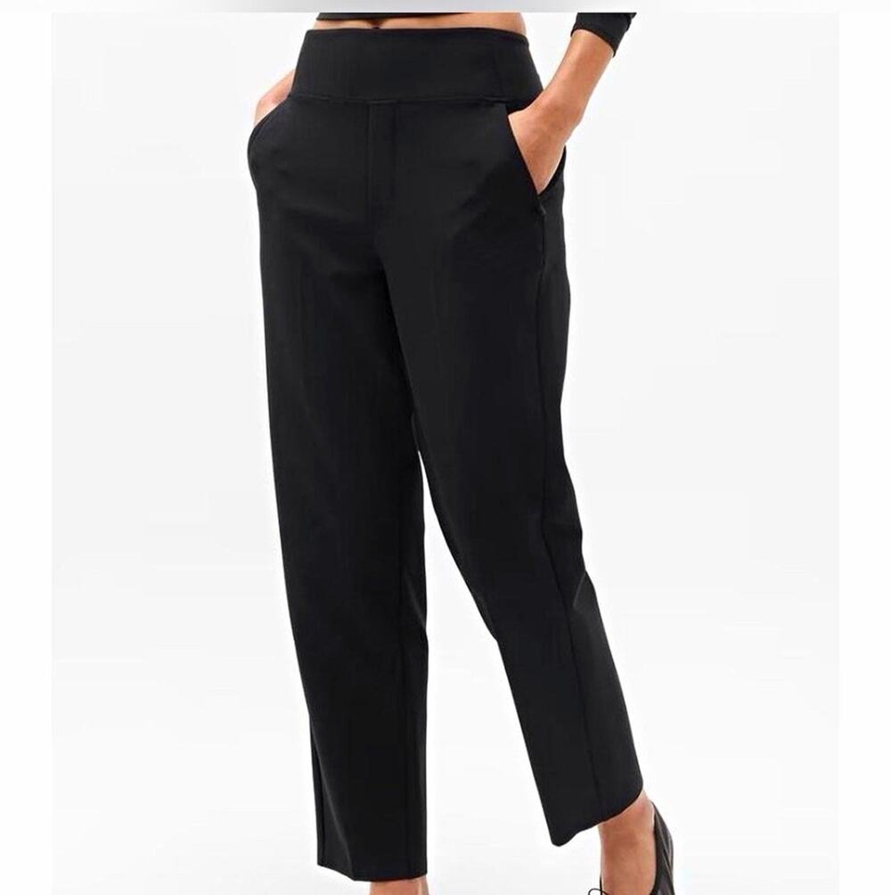 Athleta Endless High Rise Pants Womens 6 Black Zip Pockets Elastic Waist